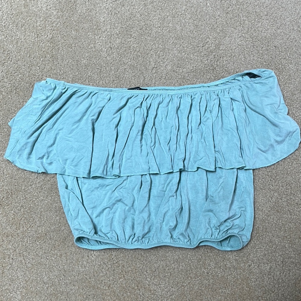 Forever 21 light green cropped off the shoulder top